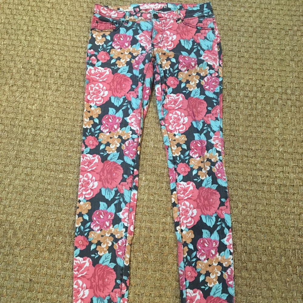 Mossimo supply co floral pattern jeans